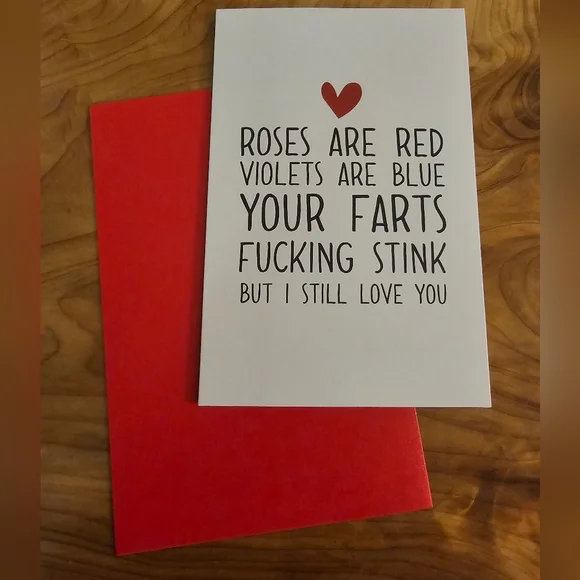 Funny Love Card with Red Heart - Picture 1 of 2